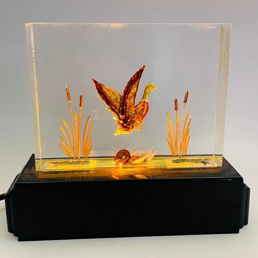 Flying Duck Mallard VTG TV Lamp Thompson Plasticraft Acrylic Lucite Art Deco MCM
